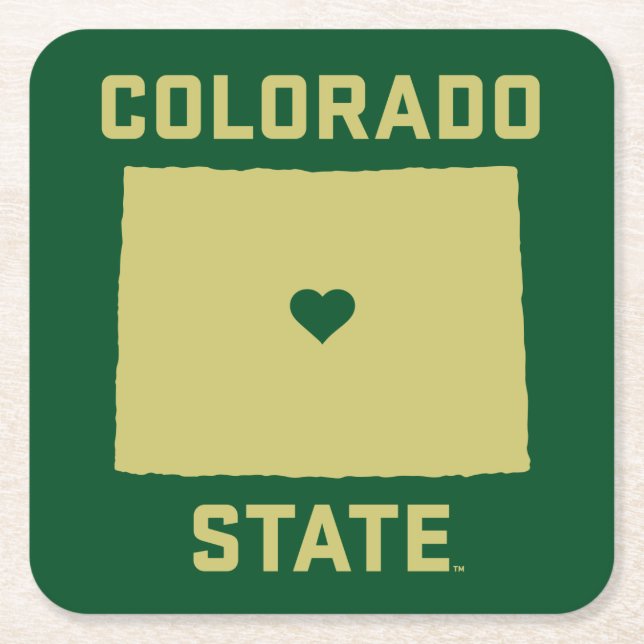 Colorado State University State Love Square Paper Coaster (Front)