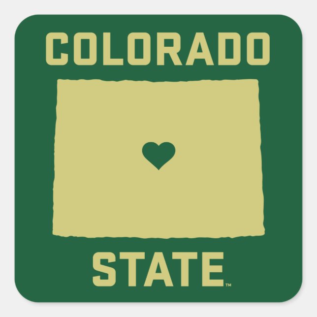 Colorado State University State Love Square Sticker (Front)