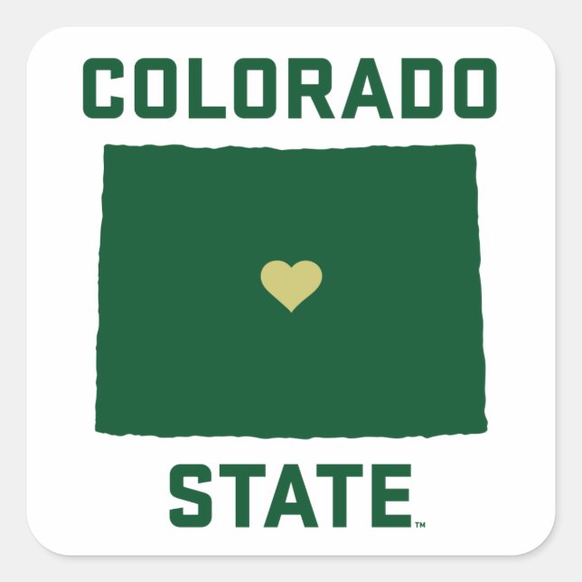 Colorado State University State Love Square Sticker (Front)