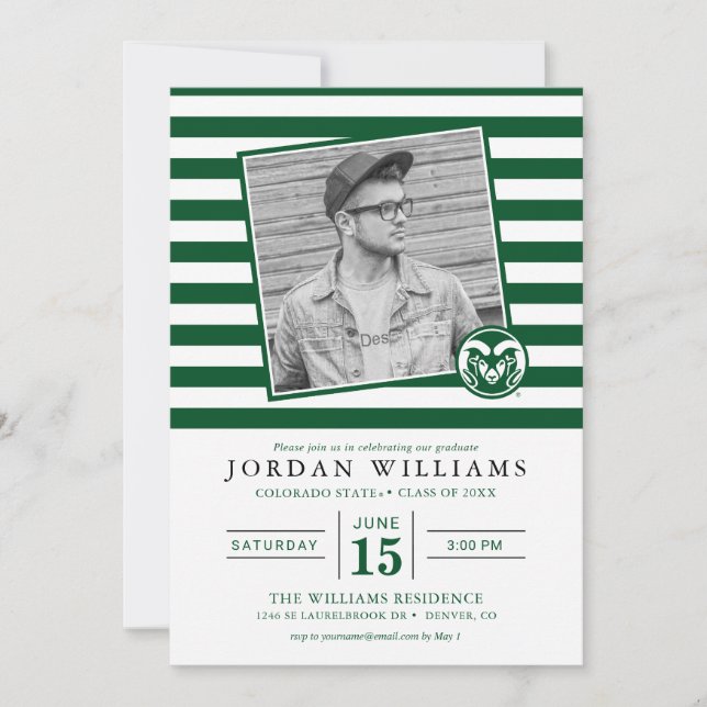 Colorado State University Striped Graduation Announcement (Front)