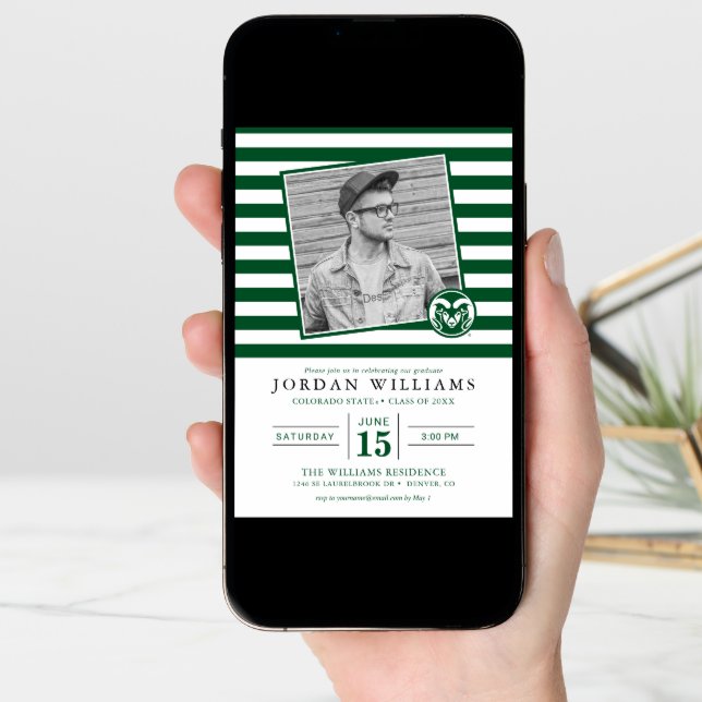 Colorado State University Striped Graduation Announcement (Front Digital)