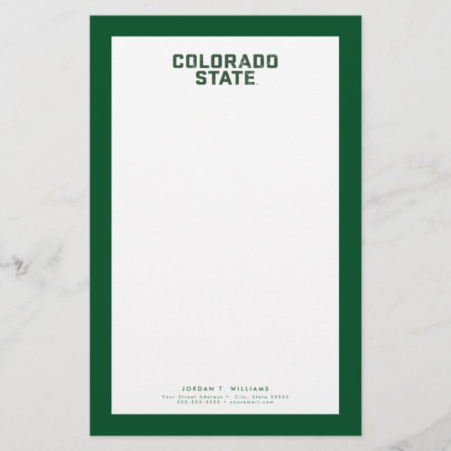 Colorado State Word Mark Distressed Stationery (Front)