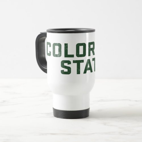 Colorado State Word Mark Distressed Travel Mug