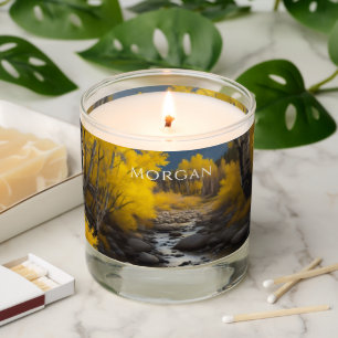 Colorado Stream & Aspen Trees Art, Name or Message Scented Candle