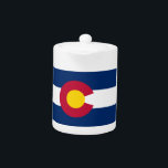 Colorado: The Centennial US State Flag Teapot<br><div class="desc">In the year 1911, the state of Colorado, a land of breathtaking beauty and boundless opportunity, sought a flag to symbolize its unique identity. A committee was formed to design a flag that would capture the essence of the Centennial State. - After much deliberation, a design was chosen that celebrated...</div>