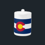 Colorado: The Centennial US State Flag Teapot<br><div class="desc">In the year 1911, the state of Colorado, a land of breathtaking beauty and boundless opportunity, sought a flag to symbolize its unique identity. A committee was formed to design a flag that would capture the essence of the Centennial State. - After much deliberation, a design was chosen that celebrated...</div>