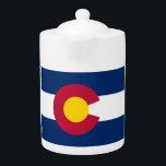 Colorado: The Centennial US State Flag Teapot<br><div class="desc">In the year 1911, the state of Colorado, a land of breathtaking beauty and boundless opportunity, sought a flag to symbolize its unique identity. A committee was formed to design a flag that would capture the essence of the Centennial State. - After much deliberation, a design was chosen that celebrated...</div>