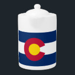 Colorado: The Centennial US State Flag Teapot<br><div class="desc">In the year 1911, the state of Colorado, a land of breathtaking beauty and boundless opportunity, sought a flag to symbolize its unique identity. A committee was formed to design a flag that would capture the essence of the Centennial State. - After much deliberation, a design was chosen that celebrated...</div>