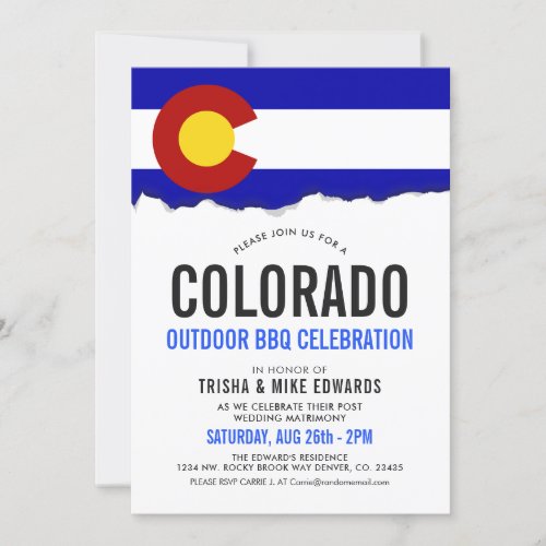 Colorado Themed BBQ  Party Flag Invite