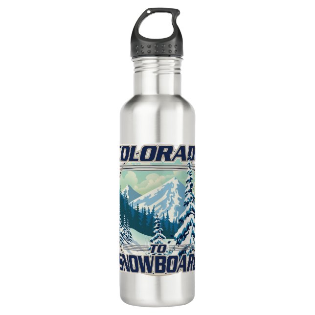 Colorado To Snowboard Stainless Steel Water Bottle (Front)