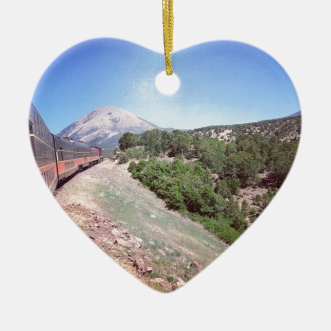 Colorado Train Scene Ceramic Ornament (Front)