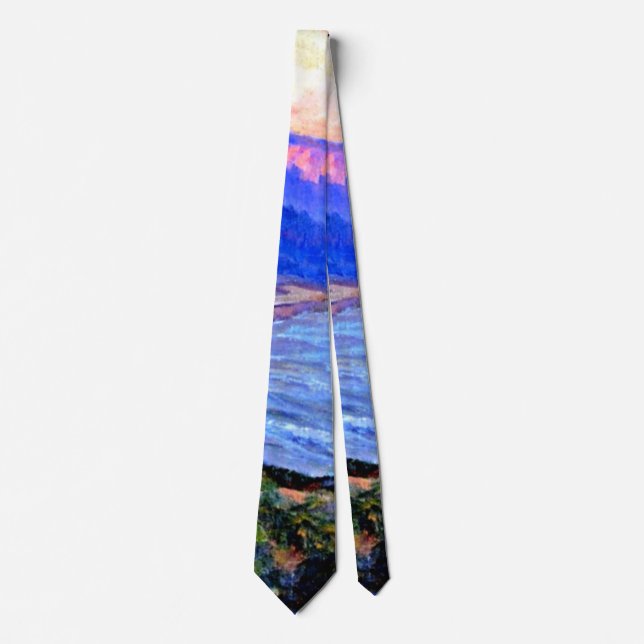 Colorado Twilight, colorful fine art painting Neck Tie (Front)