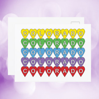 Colorado US Hearts Colorful Postcard