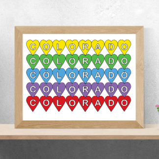 Colorado US State Hearts Colorful Poster