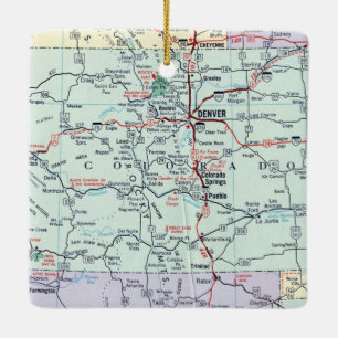 Colorado Vintage Map Ceramic Ornament
