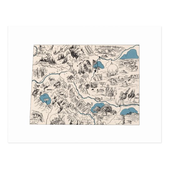 Colorado Vintage Picture Map Antique State Chart Postcard | Zazzle.com