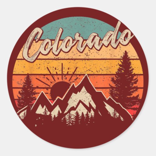 Colorado Vintage Retro 4th Of July Mountains Classic Round Sticker