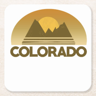 Colorado vintage travel square paper coaster
