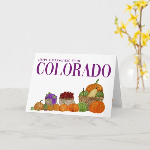 Colorado Watercolor Pumpkins Thanksgiving Card