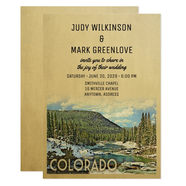 Colorado Wedding Invitation Vintage Nature