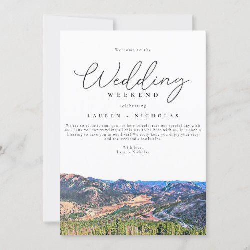 Colorado Wedding Weekend Welcome Itinerary Invitation