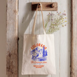 Colorado Wedding Welcome Gift Bridesmaid, Guests Tote Bag<br><div class="desc">Welcome your wedding guests with Rocky Mountain charm using this beautifully designed Colorado-themed tote bag! Featuring a travel-inspired graphic with scenic icons like pine trees, mountains, and rustic outdoor vibes, this tote is perfect for destination weddings, mountain ceremonies, or adventurous Colorado celebrations. You may change all colors on this bag....</div>