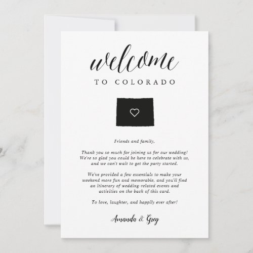 Colorado Wedding Welcome Letter  Itinerary