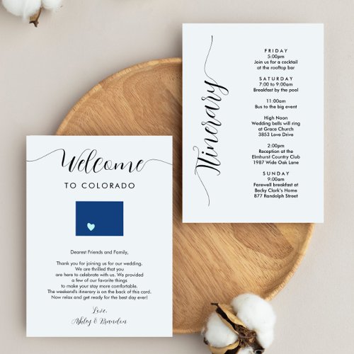 Colorado Wedding Welcome Letter Itinerary Card