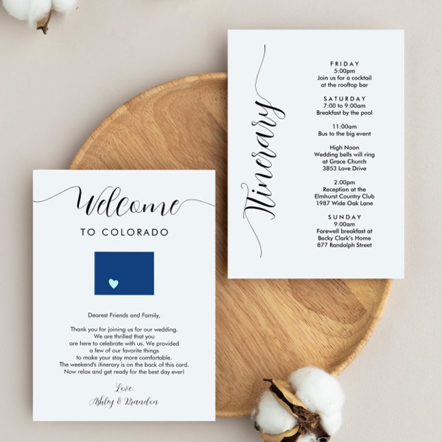 Colorado Wedding Welcome Letter Itinerary Card (Creator Uploaded)