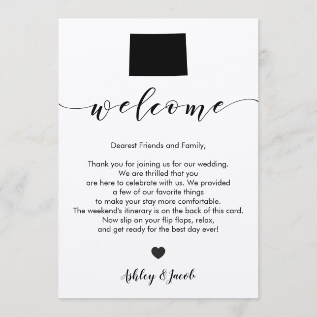 Colorado Wedding Welcome Letter & Itinerary Card (Front)