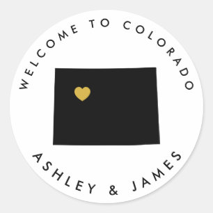 Colorado Wedding Welcome Sticker, Treat Box Bag Classic Round Sticker