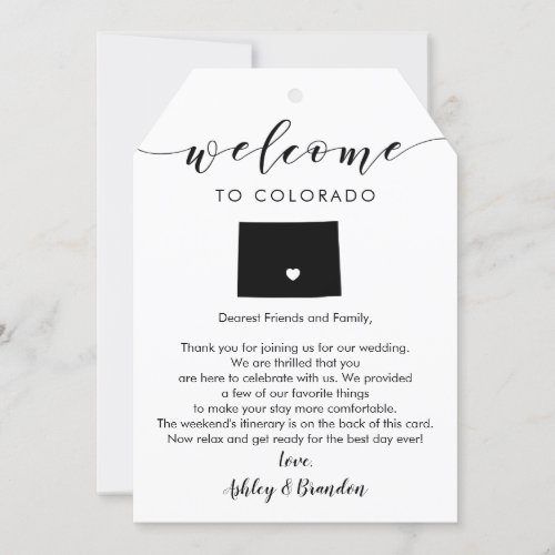 Colorado Wedding Welcome Tag Letter Itinerary