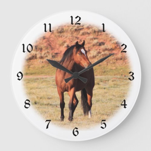 Colorado Wild Horse Vignette Large Clock