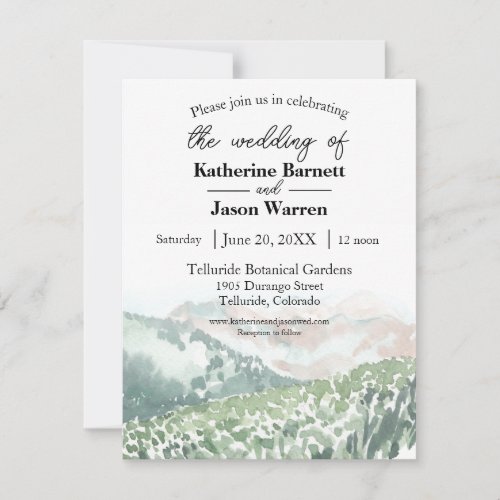Colorado Wildflowers Mountains Summer Watercolor Invitation