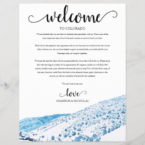 Colorado Winter Wedding Weekend Welcome Itinerary