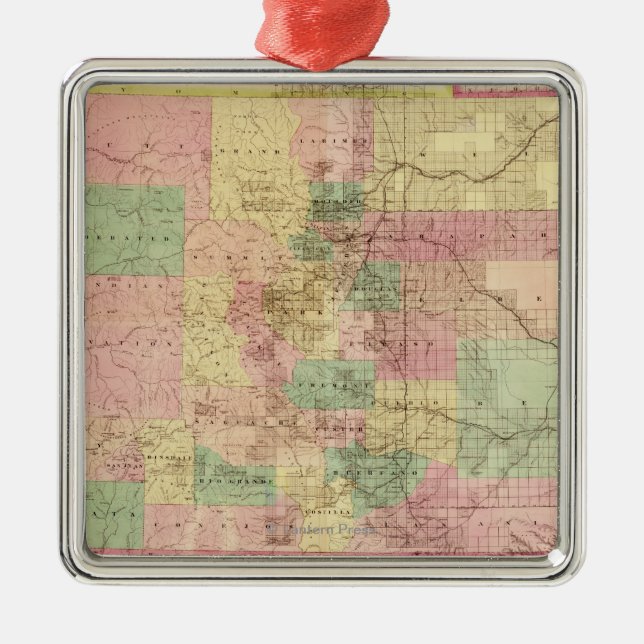 ColoradoPanoramic MapColorado Metal Ornament (Front)