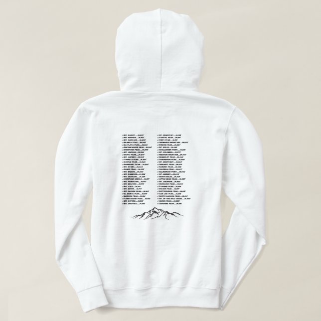 Colorado's 14ers - Customizable Checklist Hoodie (Design Back)