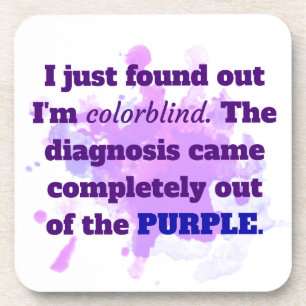 Colorblind Funny Joke Purple Blue Beverage Coaster