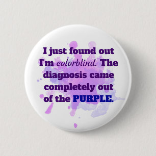 Colorblind Funny Joke Purple Blue Button