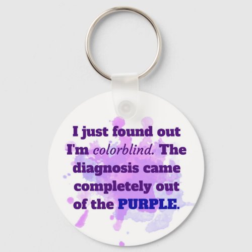 Colorblind Funny Joke Purple Blue Keychain