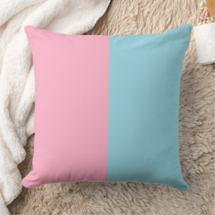 ColorBlock (Baby Blue & Pink) Playful Decorative Throw Pillow