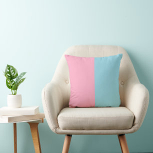 ColorBlock (Baby Blue & Pink) Playful Decorative Throw Pillow