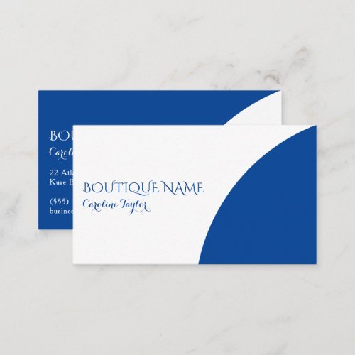 Colorblock Boutique Blue QR Code Business Card