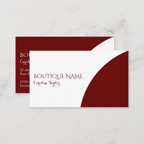 Colorblock Boutique Dark Red QR Code Business Card