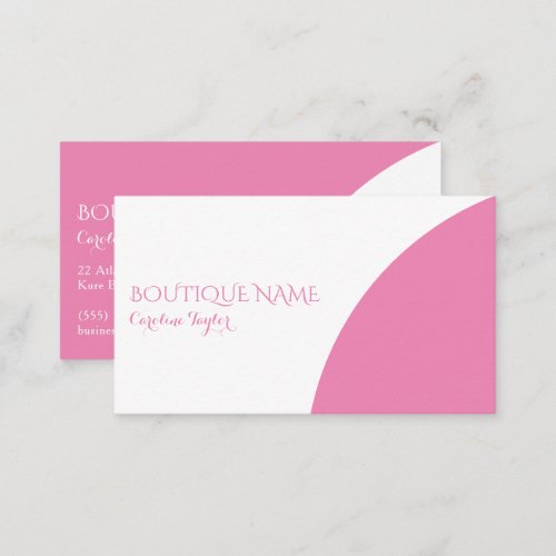 Colorblock Boutique Pink QR Code Business Card