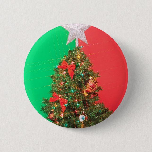 colorblock christmas tree pinback button (Front)