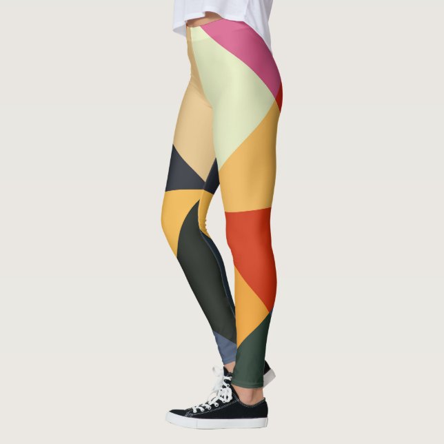 Colorblock Geometric Art Leggings (Left)