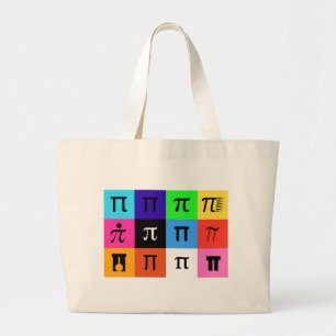 colorblock happy pi day large tote bag