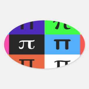 colorblock happy pi day oval sticker