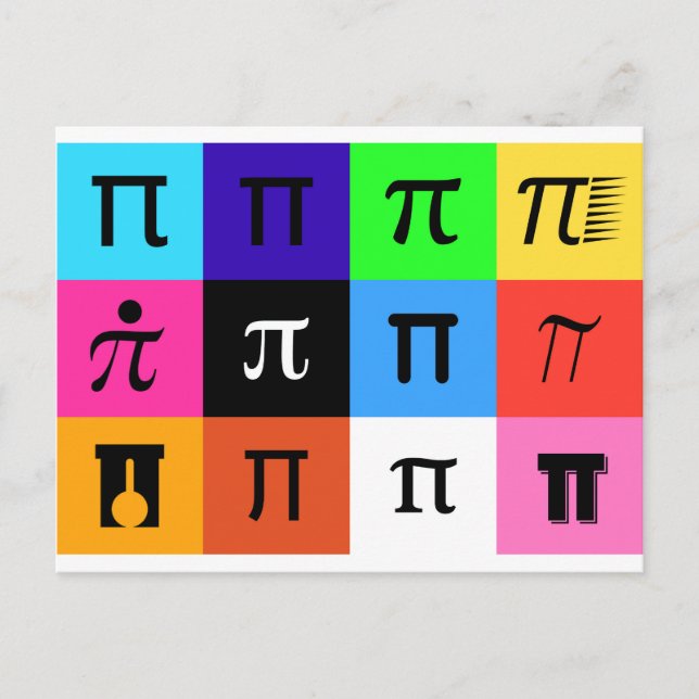 colorblock happy pi day postcard (Front)
